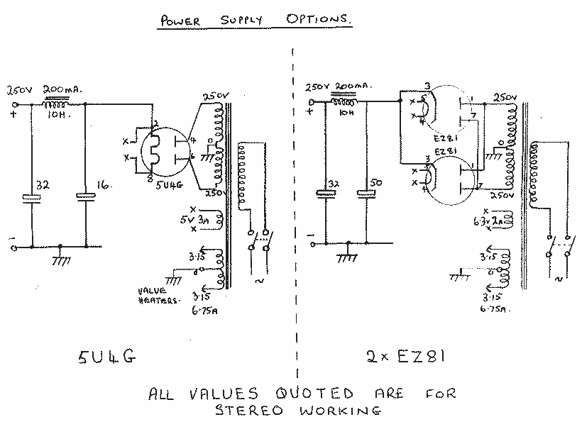 Technical diagram showing power supply options